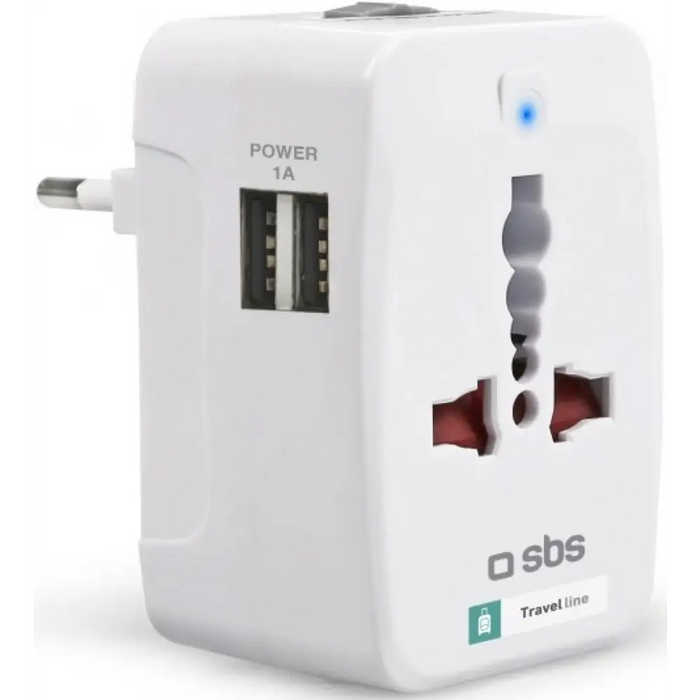 Contact adapter SBS International adapter with 2 USB 1A ports TTTRAVADAPT2USB1A - Адаптери<<<Аксесоари за