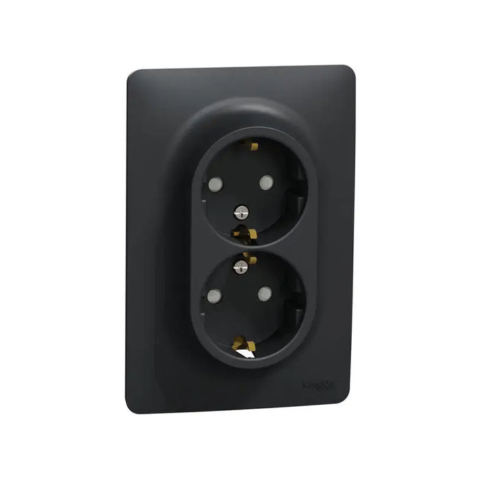 CONTACT DOUBLE SHUKO 16A ANTHRACITE SCHNEIDER UNICA (NU206754) - Ключове и