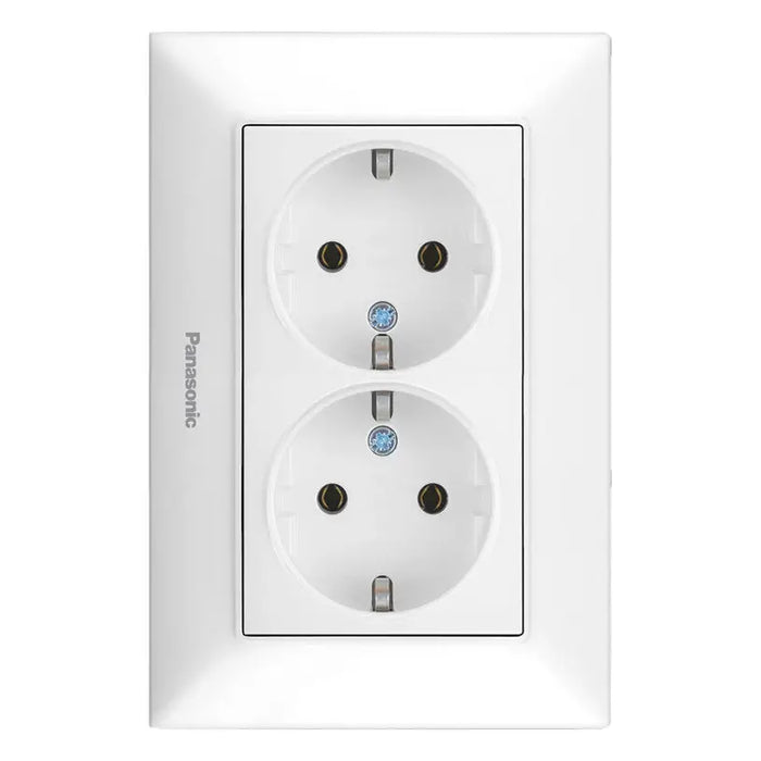 CONTACT DOUBLE WHITE PANASONIC Arkedia Slim - Ключове и контакти<<<Електроматериали<<<Praktiker&&&Ключове и