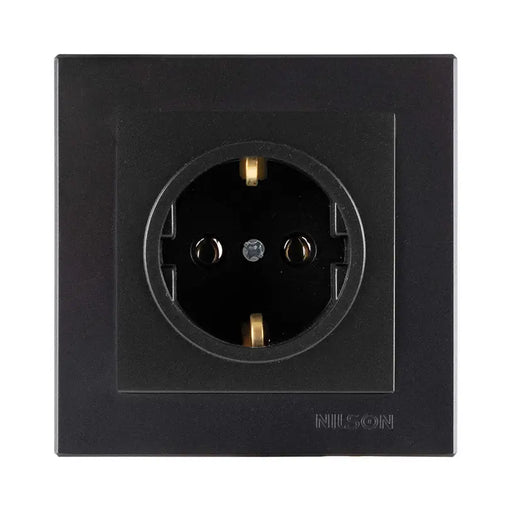 CONTACT SINGLE BLACK MATTE NILSON ALEGRA - Ключове и контакти<<<Електроматериали<<<Praktiker&&&Ключове и