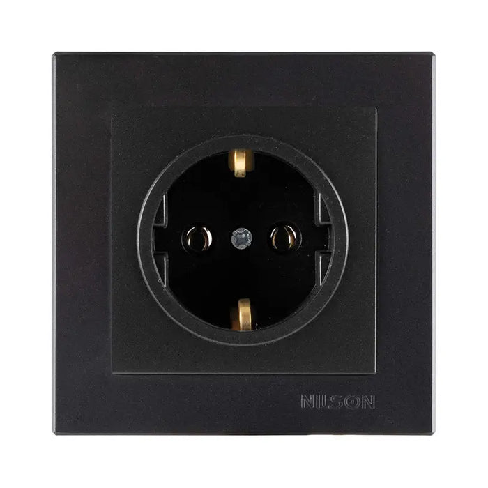 CONTACT SINGLE BLACK MATTE NILSON ALEGRA - Ключове и контакти<<<Електроматериали<<<Praktiker&&&Ключове и