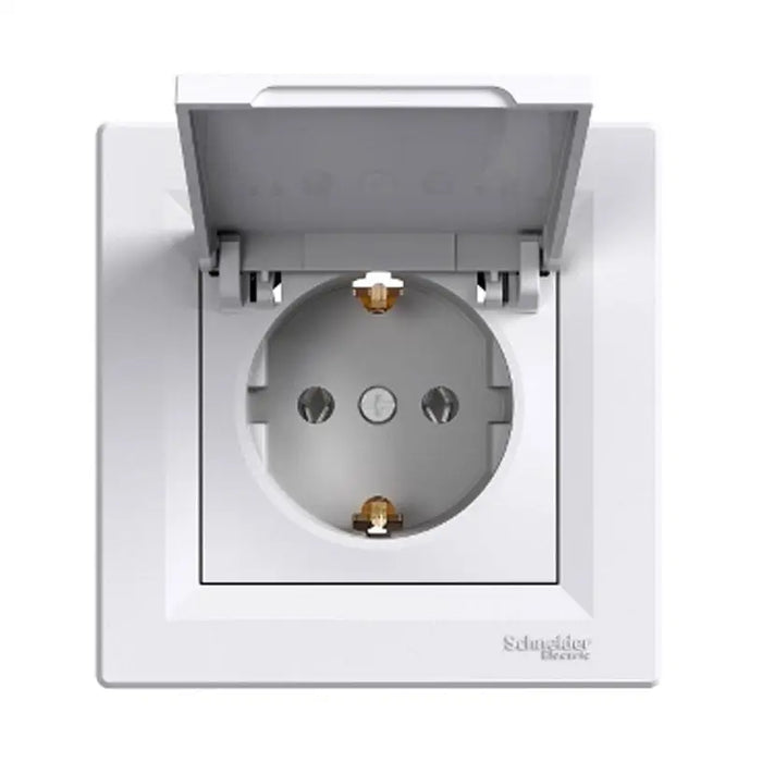 CONTACT SINGLE WITH COVER WHITE SCHNEIDER ASFORA - Ключове и контакти<<<Електроматериали<<<Строителни