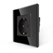CONTACT WITH CHILD PROTECTION AND FRAME GLASS BLACK LUXON - Ключове и контакти<<<Електроматериали<<<Praktiker&&&Ключове
