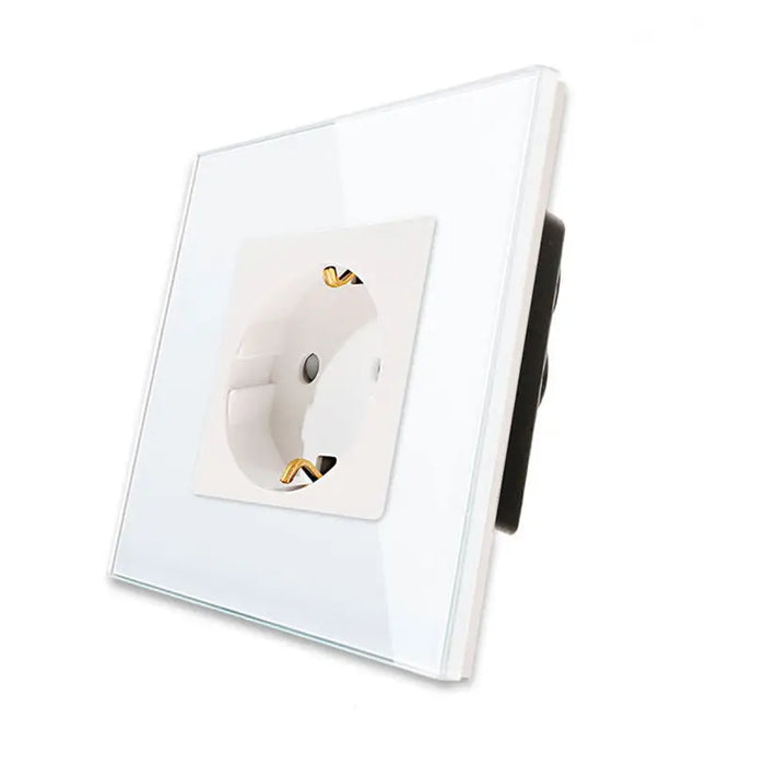 CONTACT WITH CHILD PROTECTION AND GLASS FRAME WHITE LUXON - Ключове и контакти<<<Електроматериали<<<Praktiker&&&Ключове