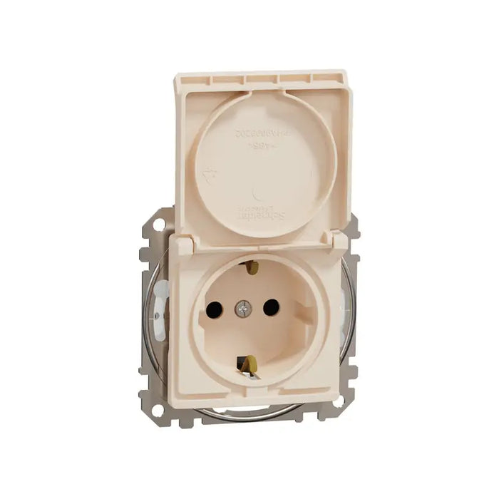 CONTACT WITH COVER IP44 CREAM SCHNEIDER SEDNA (SDD212023) - Ключове и контакти<<<Електроматериали<<<Praktiker&&&Ключове