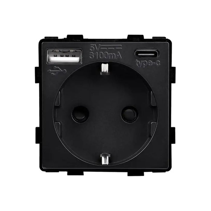 CONTACT WITH USB-A + C AND CHILD PROTECTION MECHANISM BLACK LUXON - Ключове и