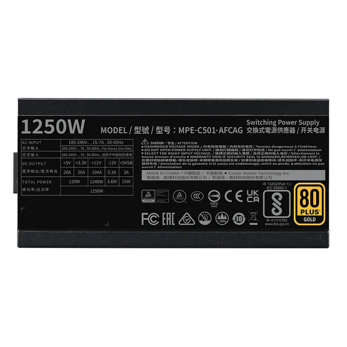 Cooler Master MWE GOLD 1250W V2 ATX 3.1 power supply