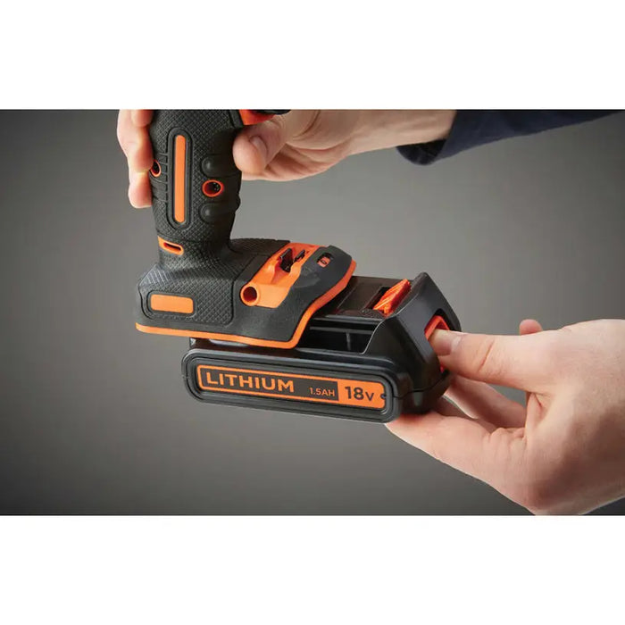 CORDLESS IMPACT DRILL WITH TWO BATTERIES 1.5 AH AND CHARGER BLACK&DECKER BDCHD18BAFC-QW 18 V 40.00 nm NUMBER
