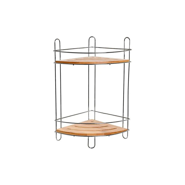 Corner Shelves DKD Home Decor Natural Bamboo Stainless chrome metal 2 Shelves 19,5 x 19,5 x 36,5 cm - Баня<<<Дом