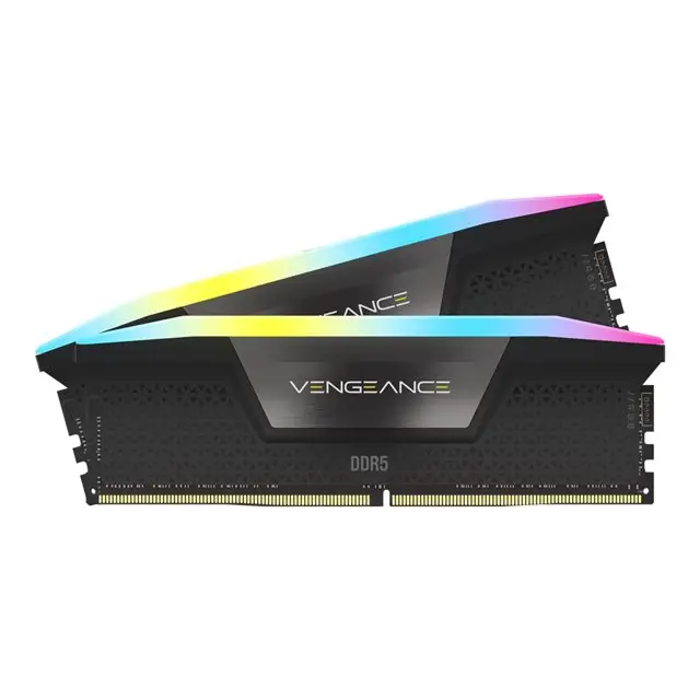 CORSAIR DDR5 7200MT/s 32GB 2x16GB DIMM Unbuffered 34-44-44-96 OC PMIC XMP 3.0 VENGEANCE RGB DDR5 Black Heatspreader RGB