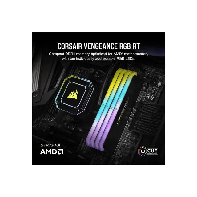 CORSAIR Vengeance RGB RT DDR4 3600MHz 16GB 2x8GB DIMM CL16 for AMD Ryzen - Памети за настолни