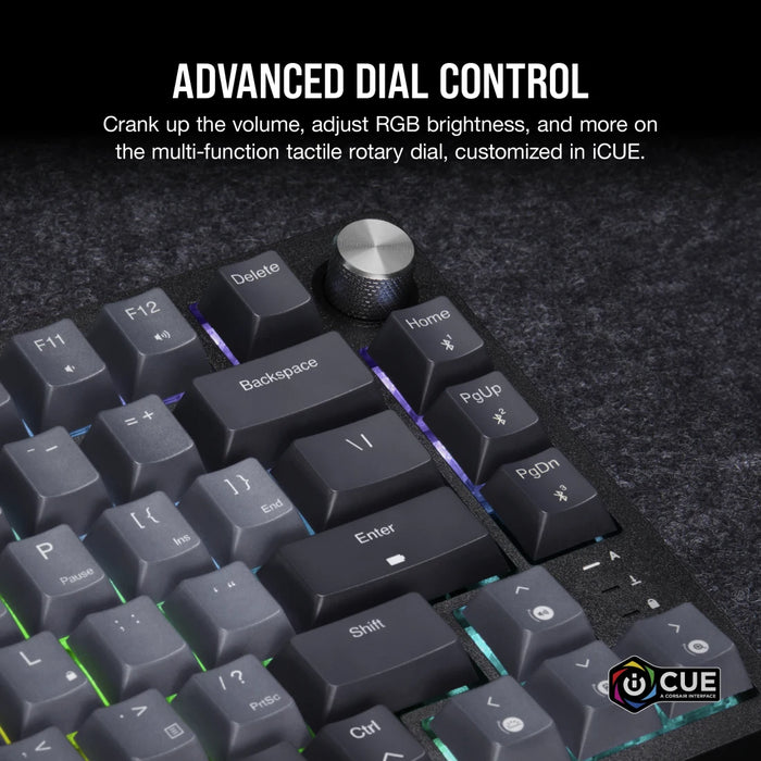 Corsair K65 Plus RGB 75% Wireless Mechanical Keyboard, HS, Corsair NLX Red Key Switches