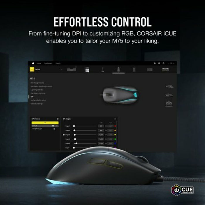 Gaming mouse optical Corsair M75 Black Lightweight RGB