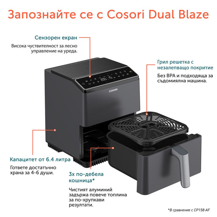 Cosori Dual Blaze Smart Air Fryer 6.4L Black EU KAAPAFCSSEU0078Y