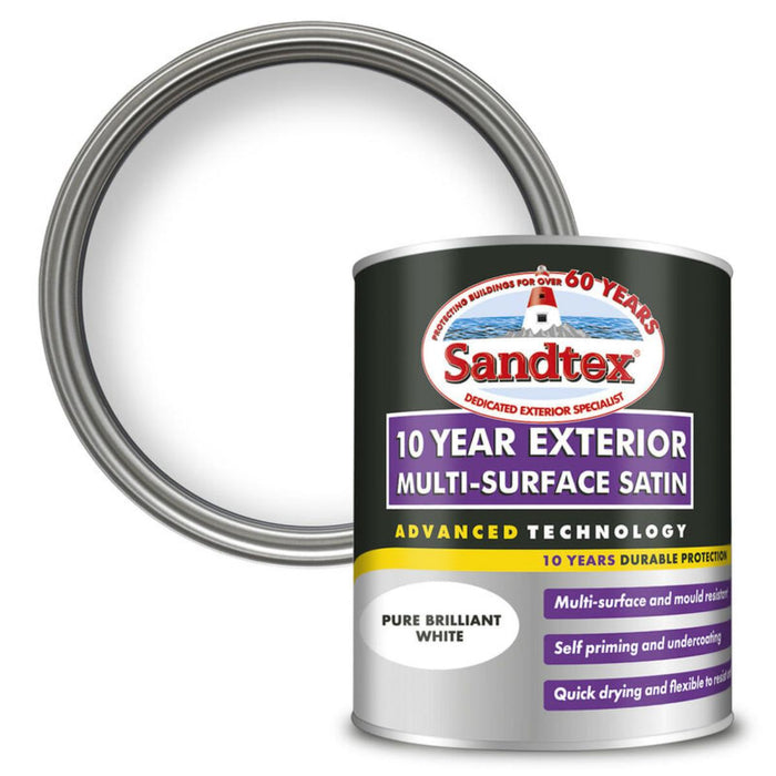 PAINT SANDTEX SATIN WHITE 0.75L WATER BASE