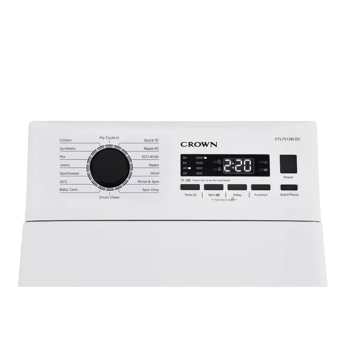 Crown CTL7512BLDC washing machine, 1200 rpm, 7.50 kg, A, White