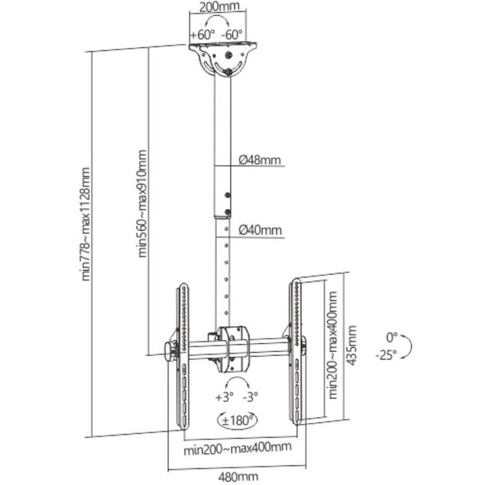 Crown WM50K55CLG ceiling mount TV stand