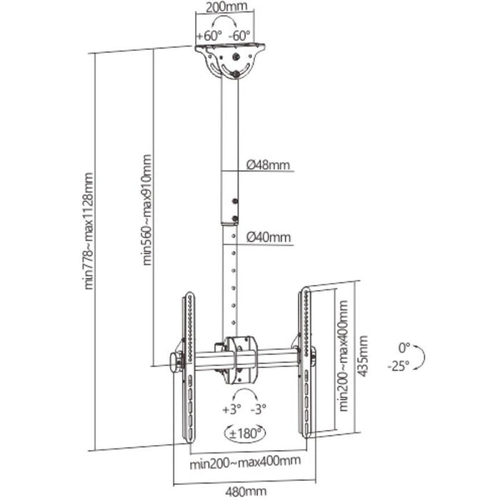 Crown WM50K55CLG ceiling mount TV stand