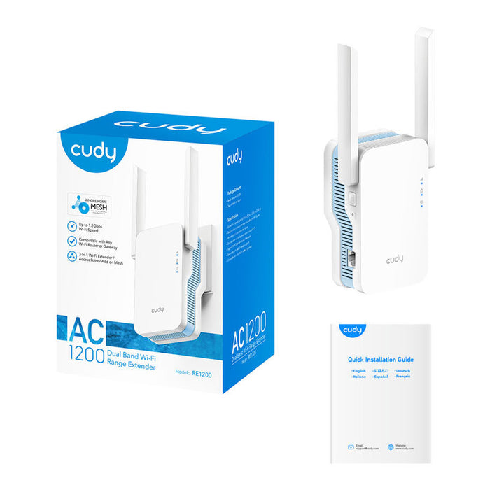 Cudy RE1200 Wireless Amplifier, 2.4/5 GHz, 300 - 867 Mbps, 10/100