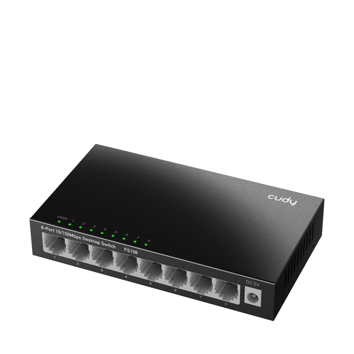 Switch Cudy FS108, 8-port 10/100 Mbps RJ 45, Metal housing, Black