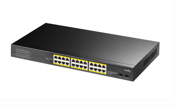 Switch Cudy GS1028PS2, 24 ports, 10/100/1000, 24× GbE with 802.3at/af PoE, 2× Uplink SFP, Default/VLAN/Extend Modes, for 19" rack