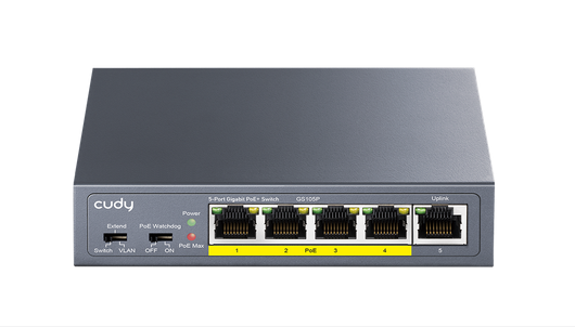 Switch Cudy GS105P, 5x port POE metal housing+Switch 36W, uncontrollable