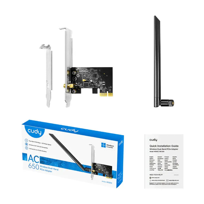 Cudy WE650 Network Card, Dual-Band WiFi 5 PCI-e, 433 + 200 Mbps