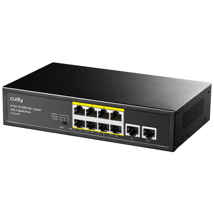 Switch Cudy FS1010P, 8 ports, 10/100, PoE+ Switch 120W, 2 x Uplink ports