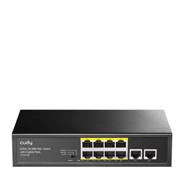 Switch Cudy FS1010P, 8 ports, 10/100, PoE+ Switch 120W, 2 x Uplink ports