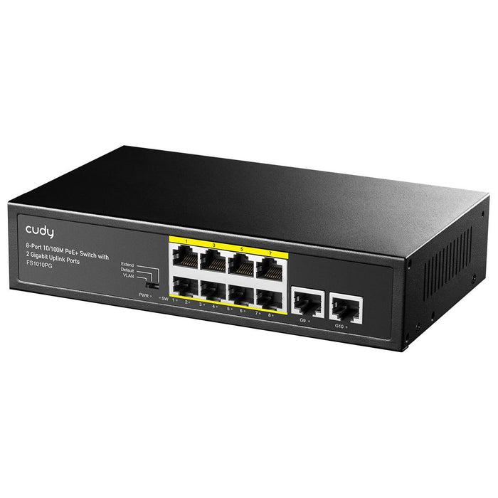 Switch Cudy FS1010PG, 8 ports, 10/100, PoE+ Switch 120W, 2 x Uplink ports 10/100/1000
