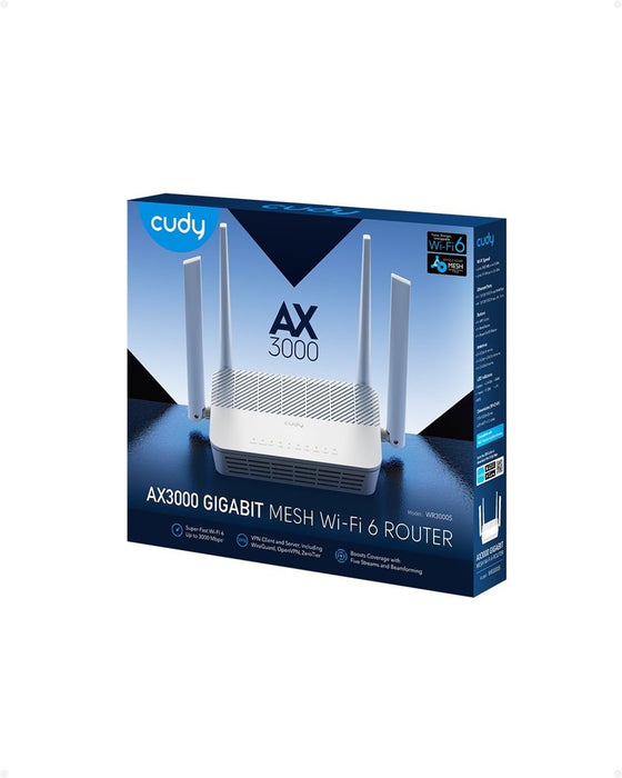 Cudy WR3000S WiFi6 Wireless Router, AX3000, 4 Gigabit WAN/LAN Ports, 4 x 5dBi Antennas