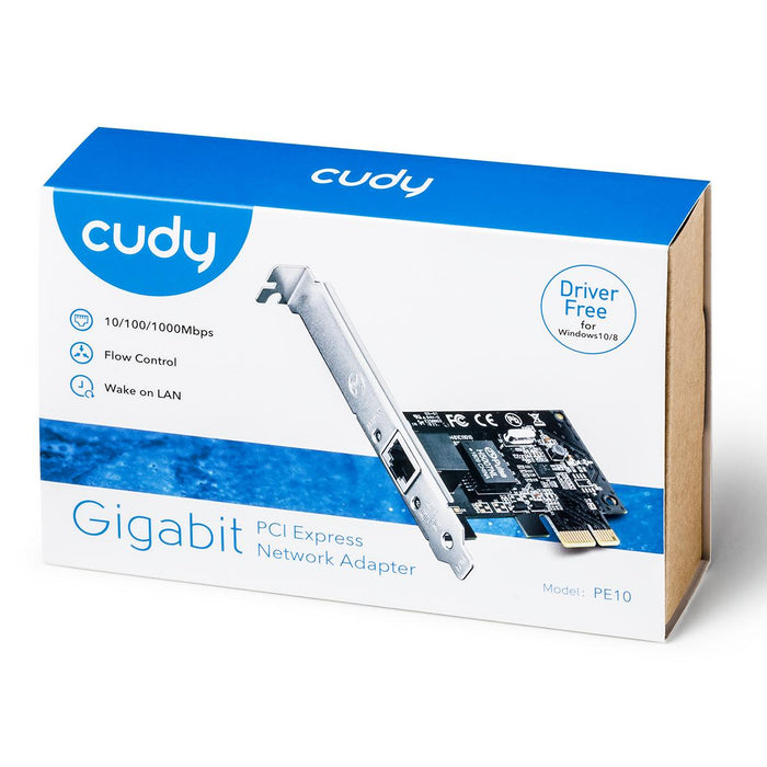 Network card Cudy PE10, PCIe, 3-band, 1 x 10/100/1000 Mbps