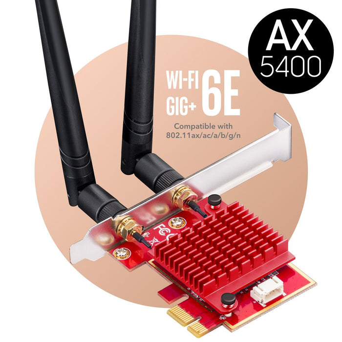 Network card Cudy WE3000S, PCIe, 3-band, 2.4/5~/6 GHz, 574 - 2400 Mbps