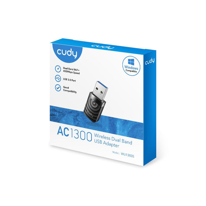 Wireless nano adapter Cudy WU1300S, USB 3.0, 2.4/5 Ghz, Built-in antenna 2dBi