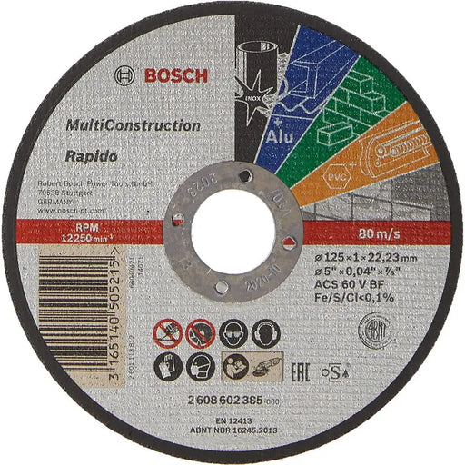 CUTTING DISC BOSCH MULTICONSTRUCTION 125X1x22.23 - Дискове за ъглошлайфи<<<Консумативи за