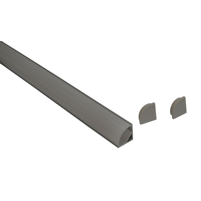 ALUMINUM PROFILE FOR LED STRIP CORNER, ROUND COVER MAT 2M D-IL