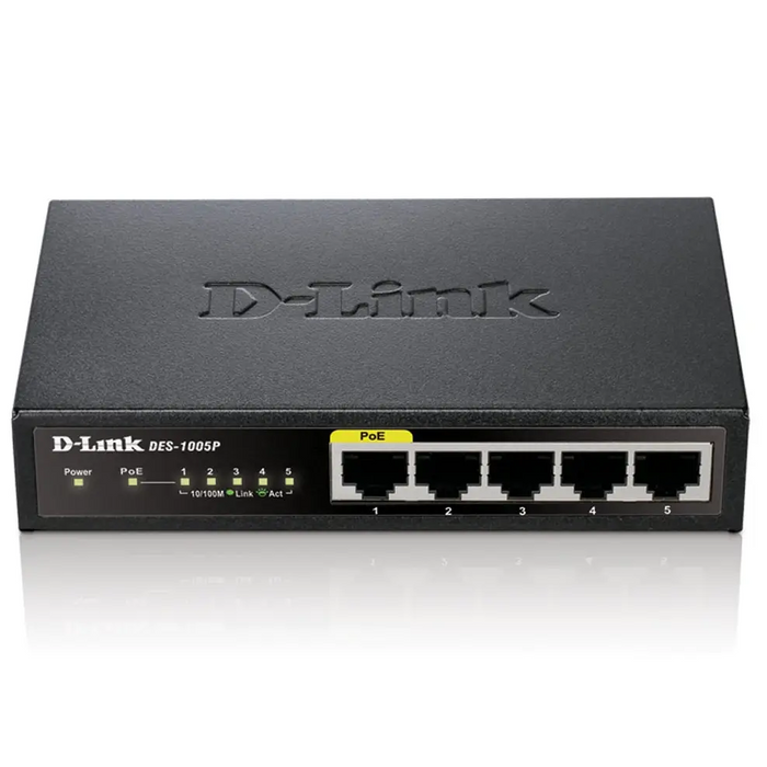 D-Link 5-Port Fast Ethernet PoE Desktop Switch - Неуправляеми комутатори<<<D-LINK мрежови продукти<<<D-LINK<<<PolyComp