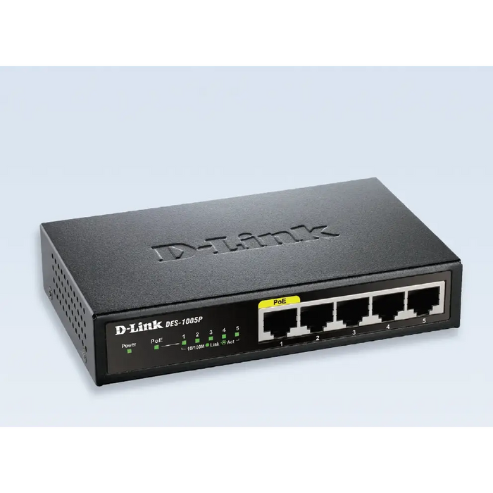 D-Link 5-Port Fast Ethernet PoE Desktop Switch - Неуправляеми комутатори<<<D-LINK мрежови продукти<<<D-LINK<<<PolyComp
