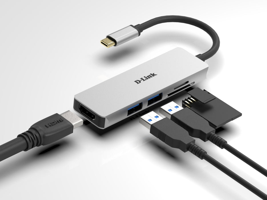 D-Link 5-in-1 USB-C Hub with HDMI and SD/microSD Card Reader