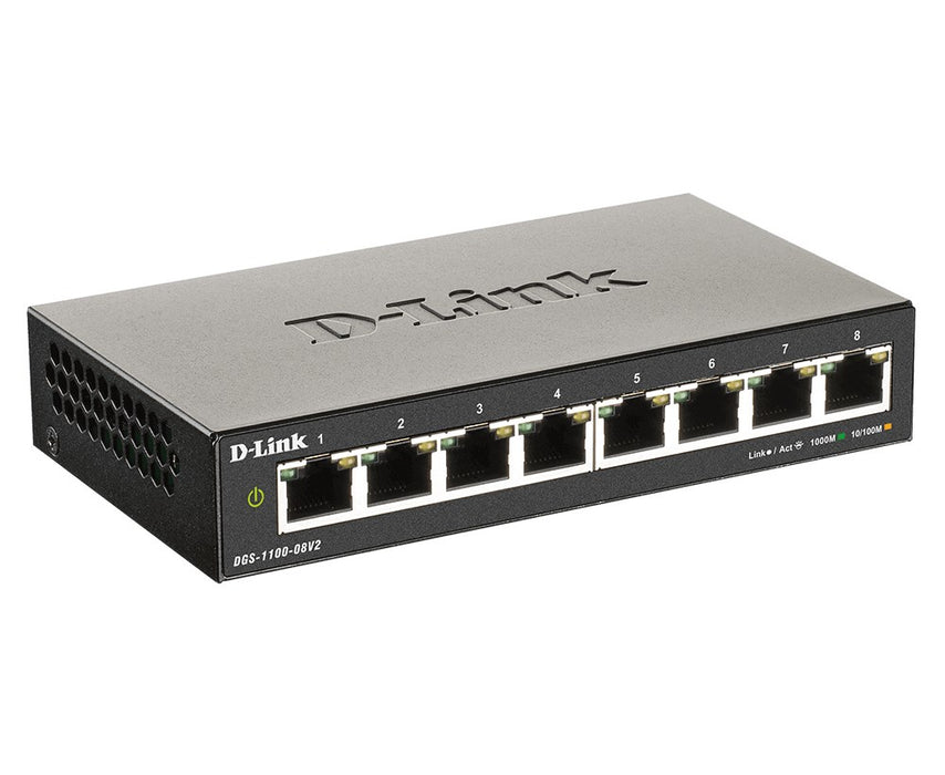 Switch D-Link DGS-1100-08V2, 8-port 10/100/1000 Gigabit Smart Switch, managed