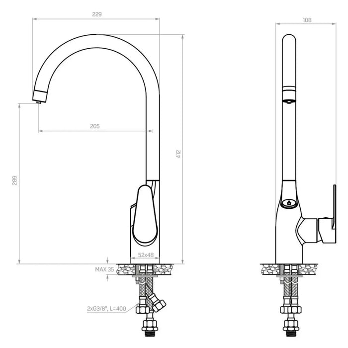 Dafi FLOW COMFORT D1 three-way faucet system COMO chrome - Water filtersAGA-FDW<<<_Home Appliance