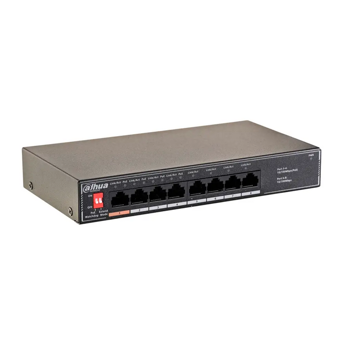 Dahua Technology PoE SF1008LP Unmanaged L2 Fast Ethernet (10/100) Power over Ethernet (PoE) Black