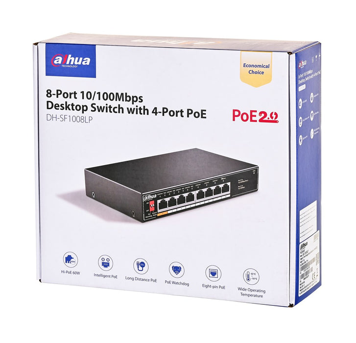 Dahua Technology PoE SF1008LP Unmanaged L2 Fast Ethernet (10/100) Power over Ethernet (PoE) Black
