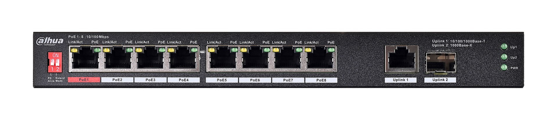 Dahua Technology PoE PFS3110-8ET1GT1GF-96 Unmanaged Gigabit Ethernet (10/100/1000) Power over Ethernet (PoE) Black