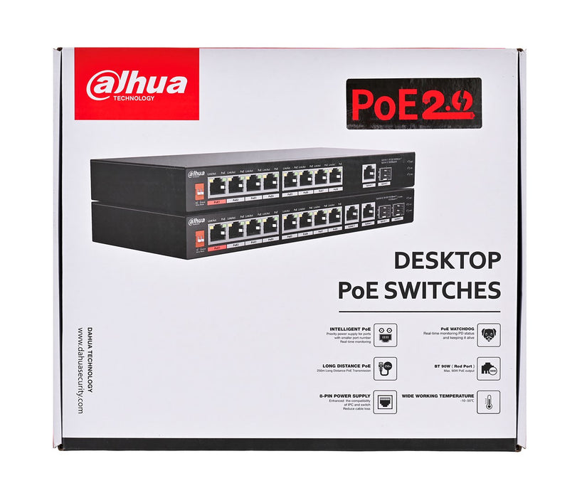 Dahua Technology PoE PFS3110-8ET1GT1GF-96 Unmanaged Gigabit Ethernet (10/100/1000) Power over Ethernet (PoE) Black