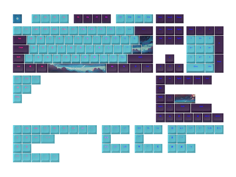 Dark Project - Night Sky Mechanical Keyboard Caps for ANSI & ISO Layout