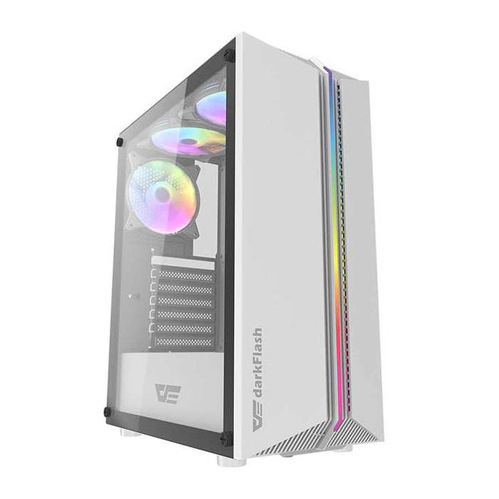 Darkflash DK151 LED computer case (white) + 3 RGB fans - With fan<<<PC Cases<<<Gaming<<<InnproXML