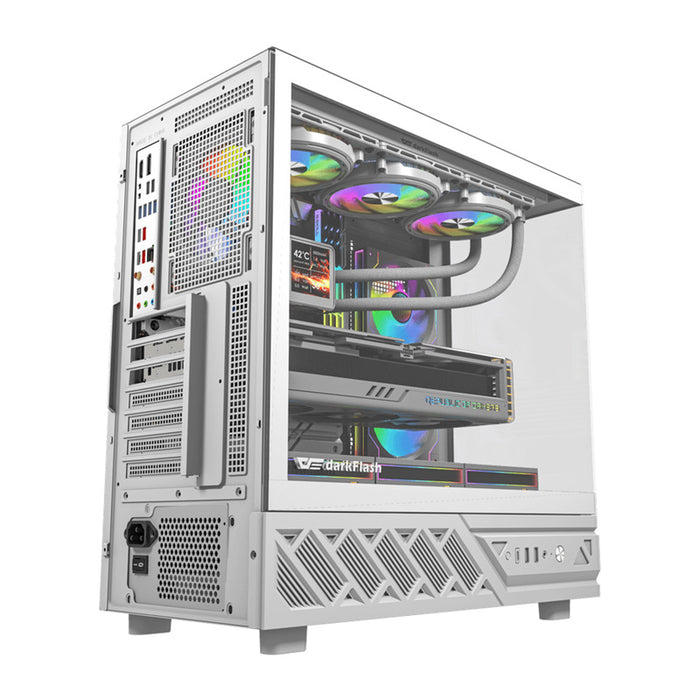 DarkFlash DS950V computer case with display (white) + 6 fans