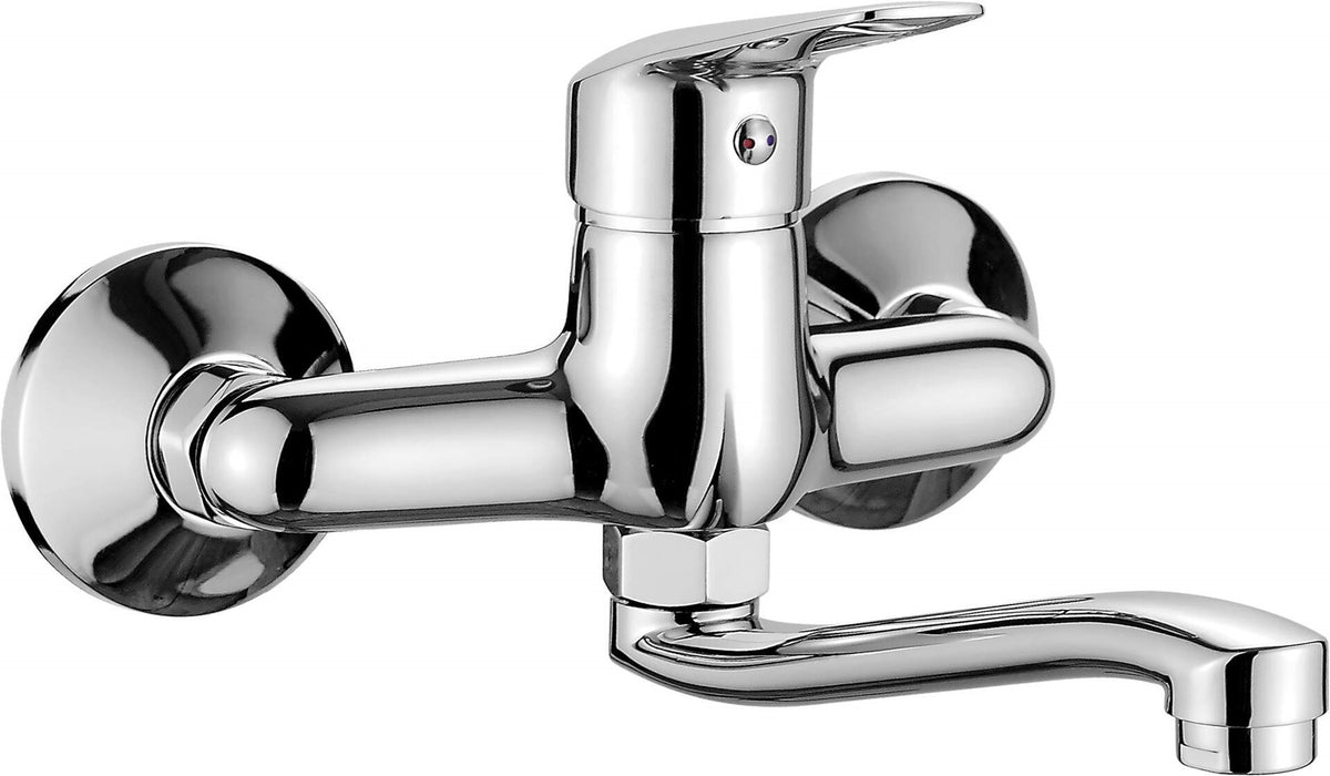 Wall-mounted washbasin mixer