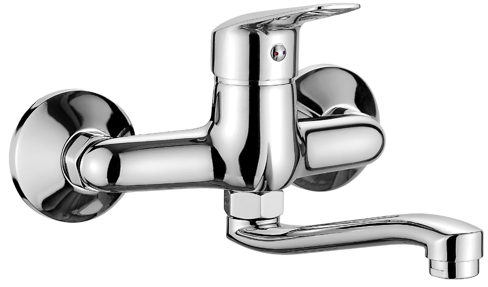 Wall-mounted washbasin mixer